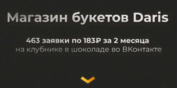 Кейс: клубника в&nbsp;шоколаде. 463&nbsp;заявки по&nbsp;183₽ за&nbsp;2&nbsp;месяца во&nbsp;ВКонтакте
