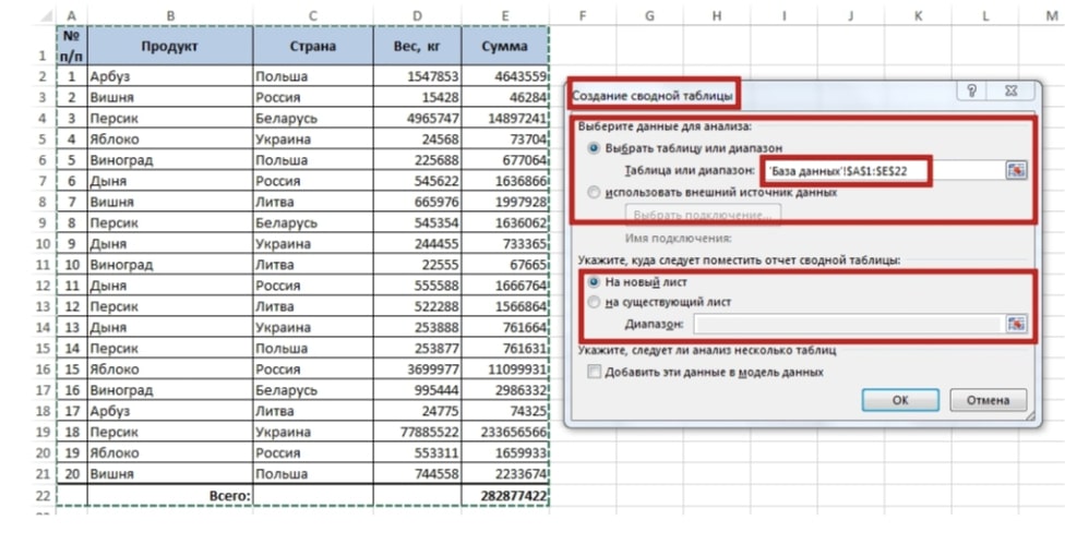 Excel 2016 сводная таблица