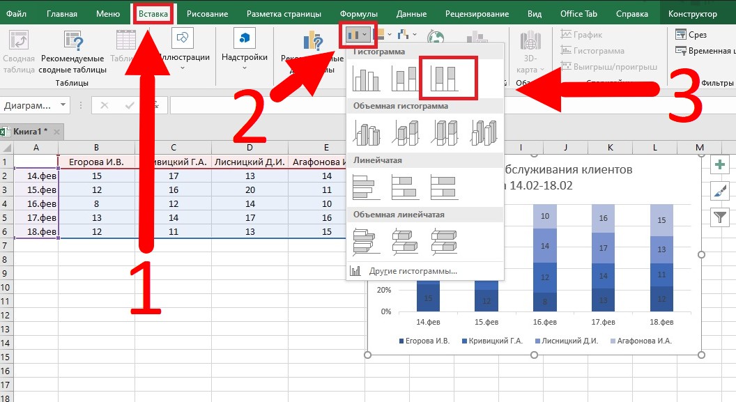 гистограмма в excel с накоплением - фото