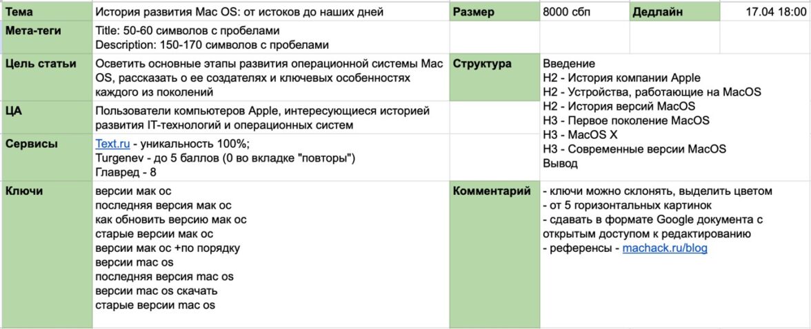 задание копирайтеру - фото