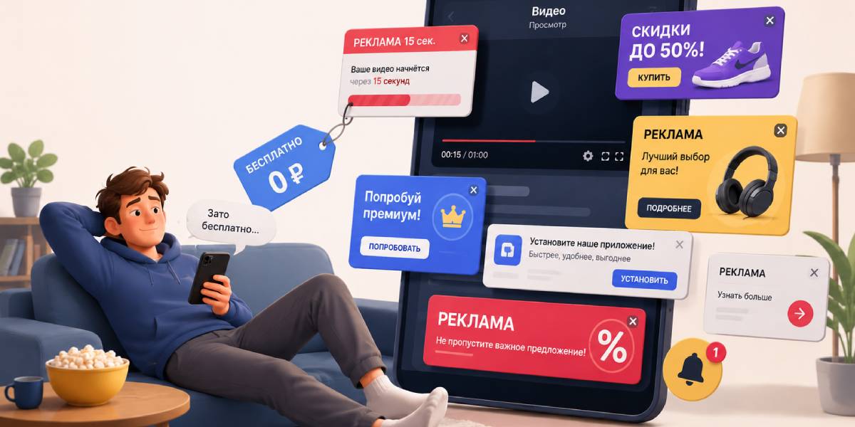Бесплатно — значит с рекламой: 35% россиян никогда не платят за контент