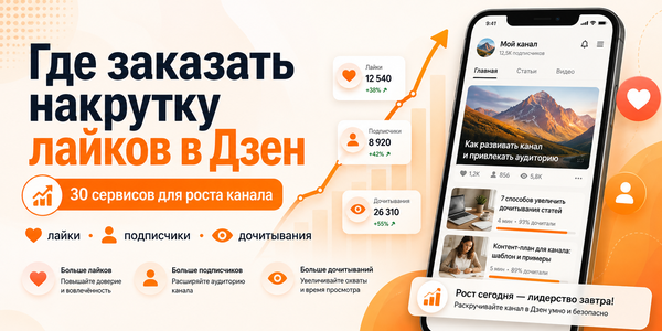Где заказать накрутку лайков в&nbsp;Дзен: 30&nbsp;сервисов для&nbsp;роста канала и&nbsp;набора аудитории