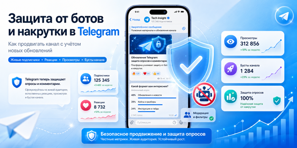 Защита от&nbsp;ботов и&nbsp;накрутки в&nbsp;Telegram: как&nbsp;теперь продвигать канал живыми подписчиками, реакциями, просмотрами и&nbsp;бустами