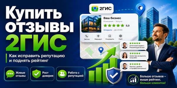 Как исправить репутацию: купить отзывы 2ГИС от живых людей, поднять рейтинг и усилить доверие клиентов