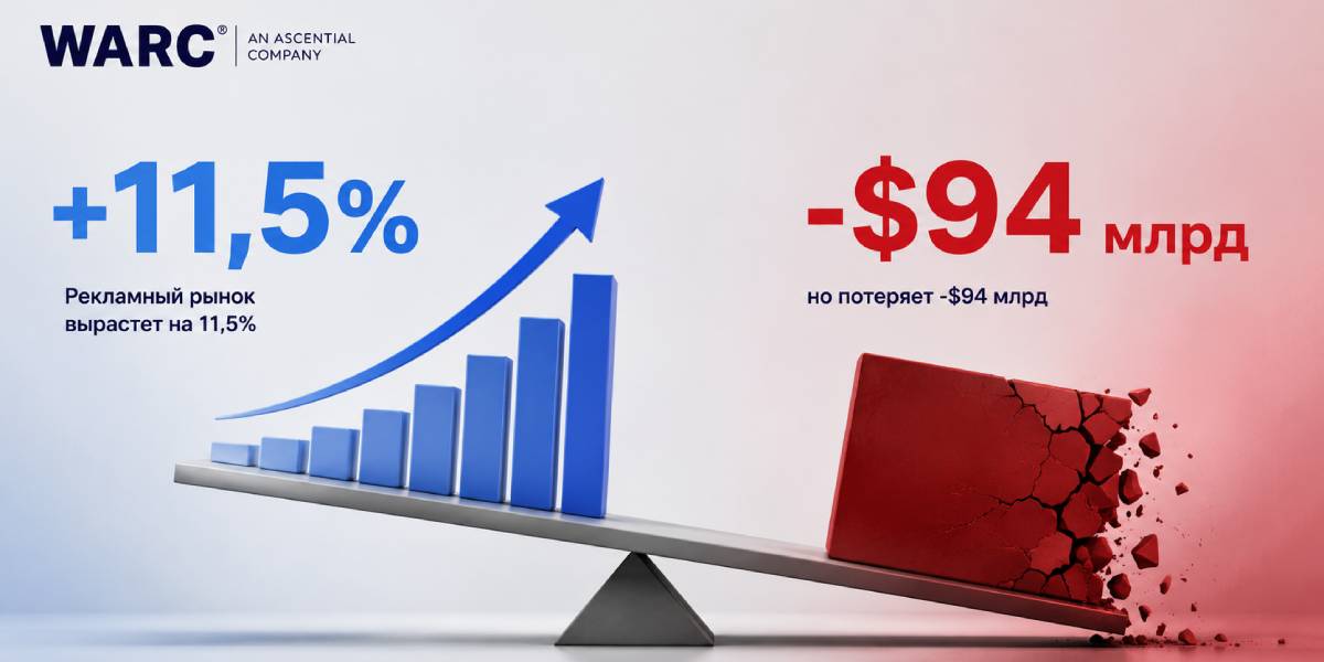WARC повысил прогноз роста мирового рекламного рынка до 11,5% в 2026 году при незапланированных потерях на $94 млрд