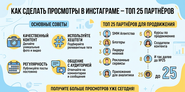 Как сделать просмотры в Инстаграме – ТОП 25 партнёров и сайтов пиара 2026 года