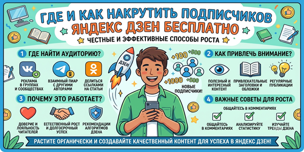 Где и как накрутить подписчиков Дзен бесплатно – ТОП 20 сервисов и рейтингов 2026 года