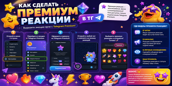 Как сделать премиум реакции в ТГ – подробная инструкция для новичков + подборка ТОП 25 сервисов для их заказа