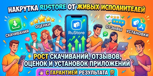 Накрутка RuStore от живых исполнителей – рост скачиваний, отзывов, оценок и установок приложений с гарантией