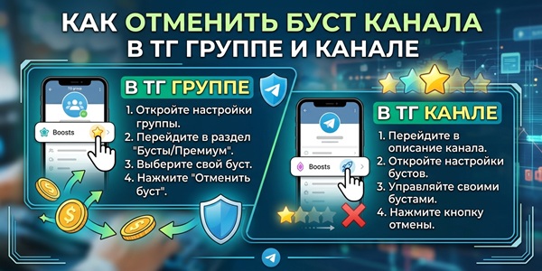 Как отменить буст канала в ТГ группе и канале или перенести его