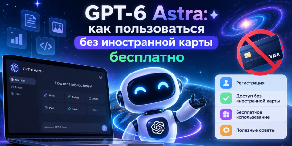 GPT-6 Astra: как пользоваться без иностранной карты бесплатно