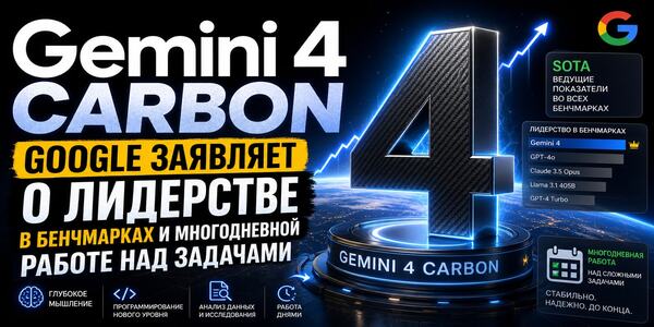 Gemini 4 Carbon: Google заявляет о лидерстве в бенчмарках и многодневной работе над задачами