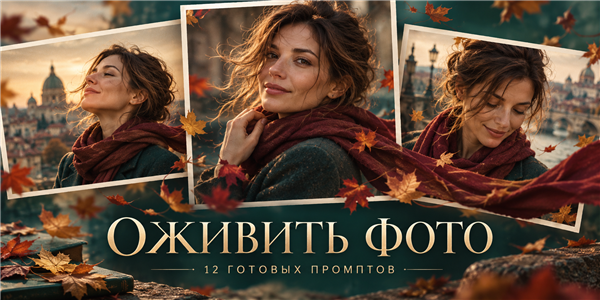 Промпты для оживления фото: 12 движений без резких искажений