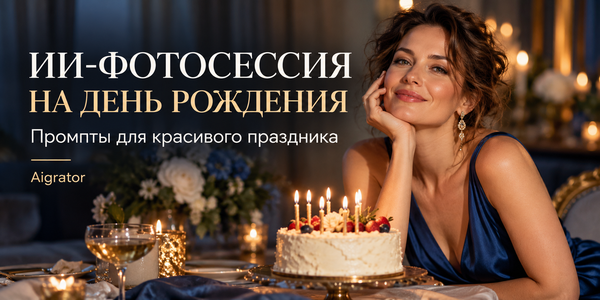 ИИ-фотосессия на день рождения: 5 промптов с тортом