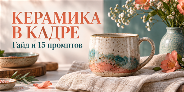 ИИ-фото керамики и посуды: 15 промптов для каталога ручной работы