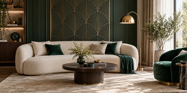 Интерьер в стиле Neo Deco нейросетью: 3 промта для гостиной, кабинета и спальни