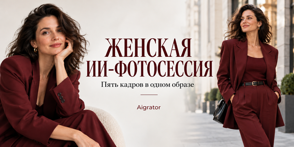Промпты для женской ИИ-фотосессии: 5 кадров в одном образе