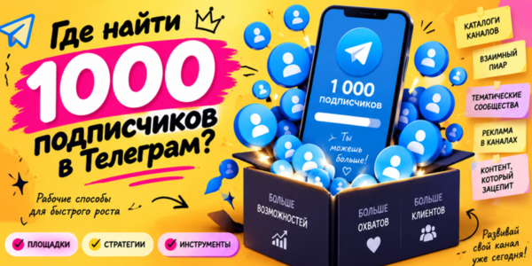 Где найти 1000 подписчиков в Телеграм – ТОП сервисов для увеличения аудитории + лайфхаки по быстрому старту канала