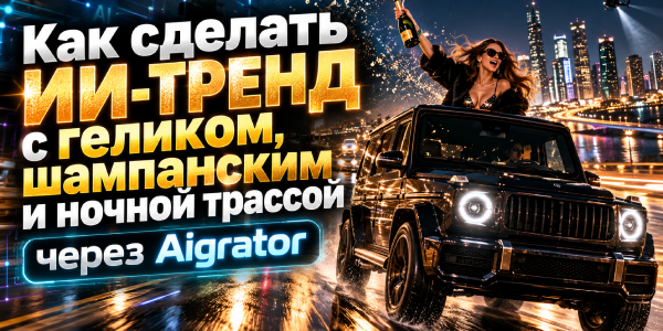 Как сделать ИИ-тренд с геликом, шампанским и ночной трассой через Aigrator